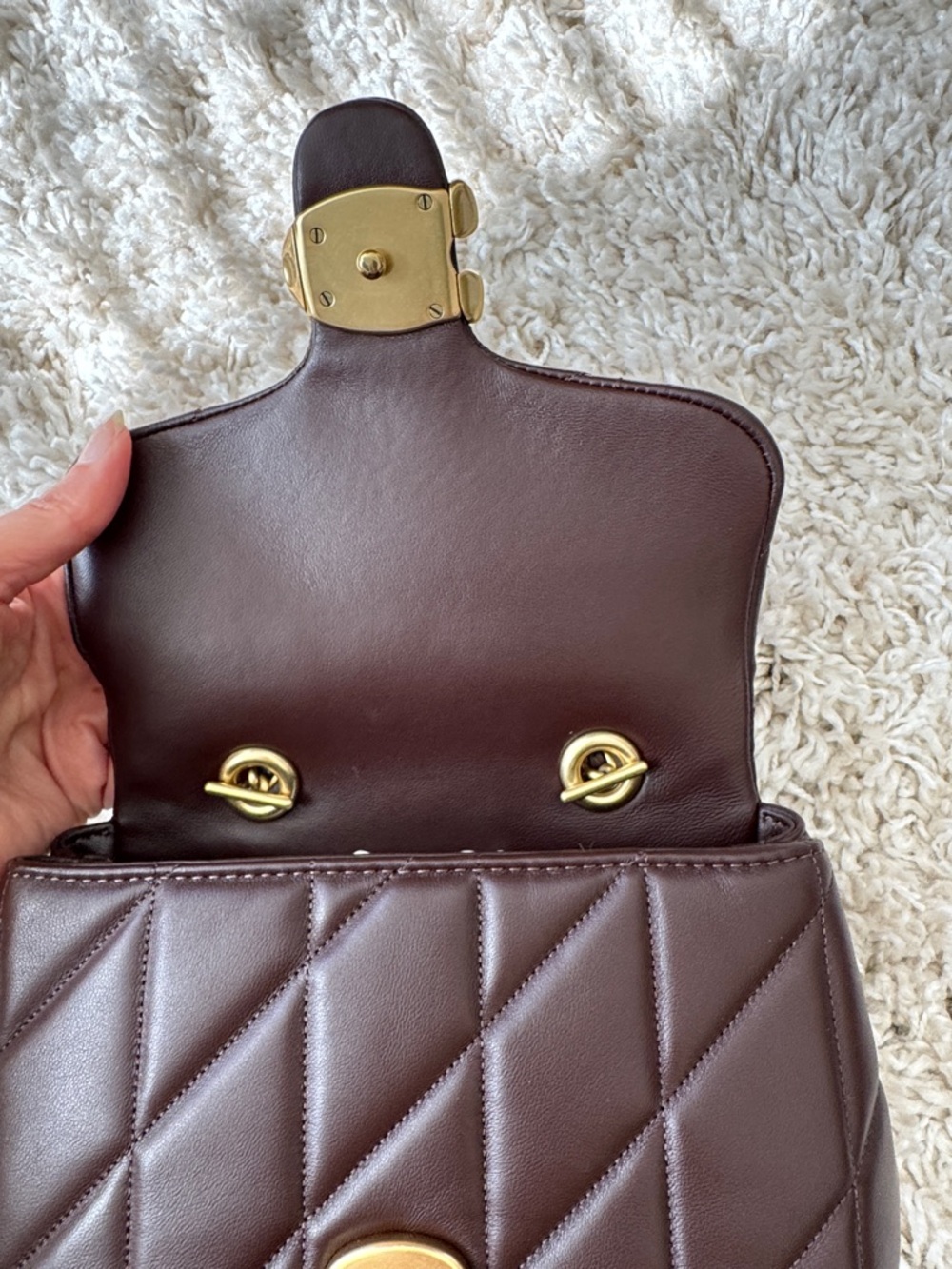 Coach Quilted Tabby Top Handle small Crossbody in Maple with Gold Hardware - Picture 8 of 13